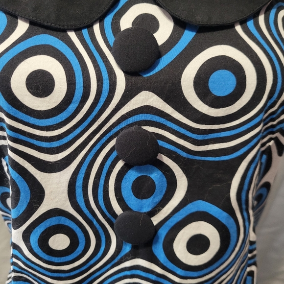 Madcap England Dollierocker Op Art Mod Dress Blue - Picture 5 of 8